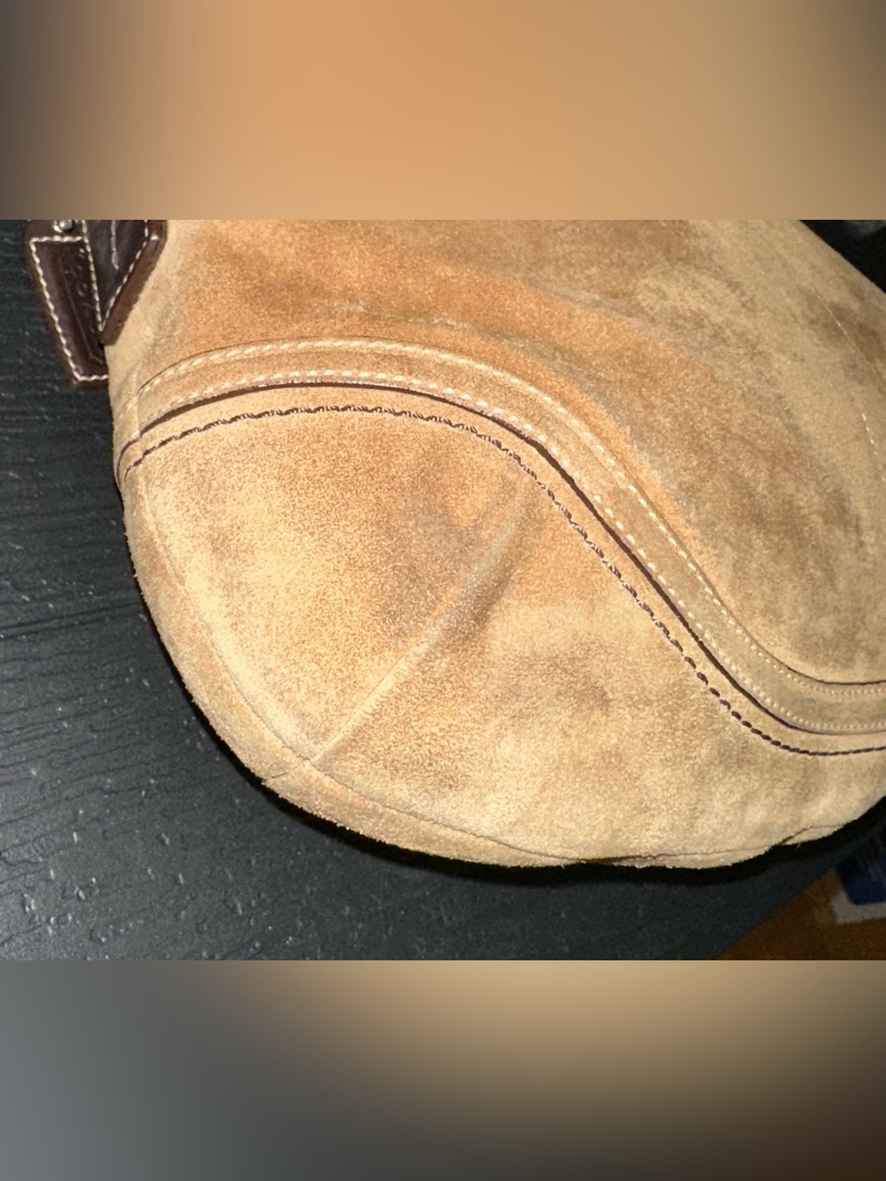 Vintage Coach Y2K Soho Camel Brown Suede Flap Buckle Shoulder Bag Purse F10918 - Picture 6 of 12